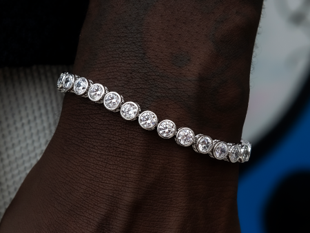 Bezel Tennis Bracelet in White Gold- 5mm Fashion