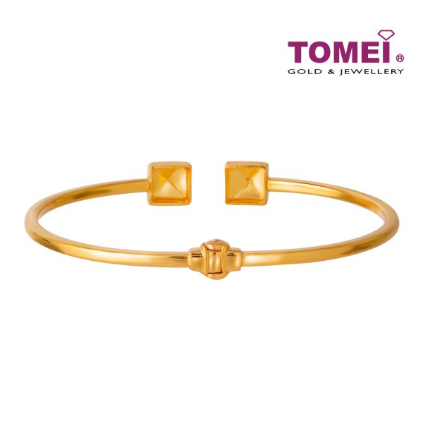 TOMEI Quadrated Art Deco-esque Bangle, Yellow Gold 916 Online now