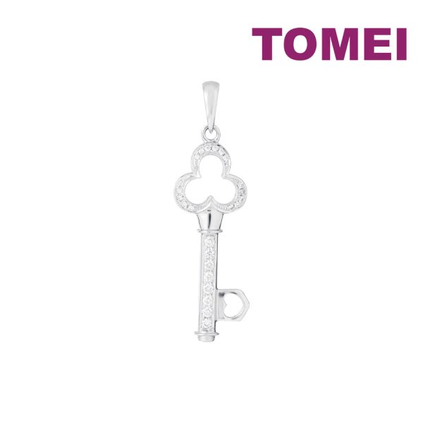 TOMEI Key Diamond Pendant, White Gold 750 Hot on Sale