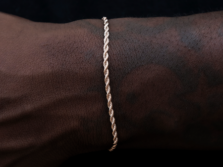 Rope Bracelet in Rose Gold- 2mm on Sale