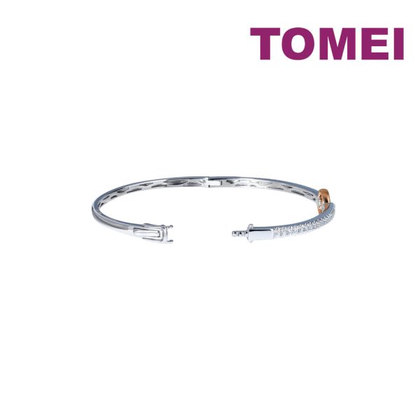 TOMEI Rosy Winter Collection Diamond Bangle, White+Rose Gold 585 Hot on Sale