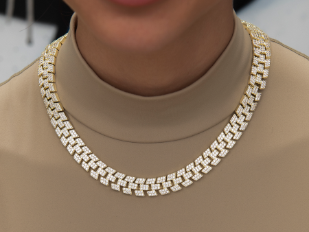 Diamond Spine Necklace in Yellow Gold Hot on Sale