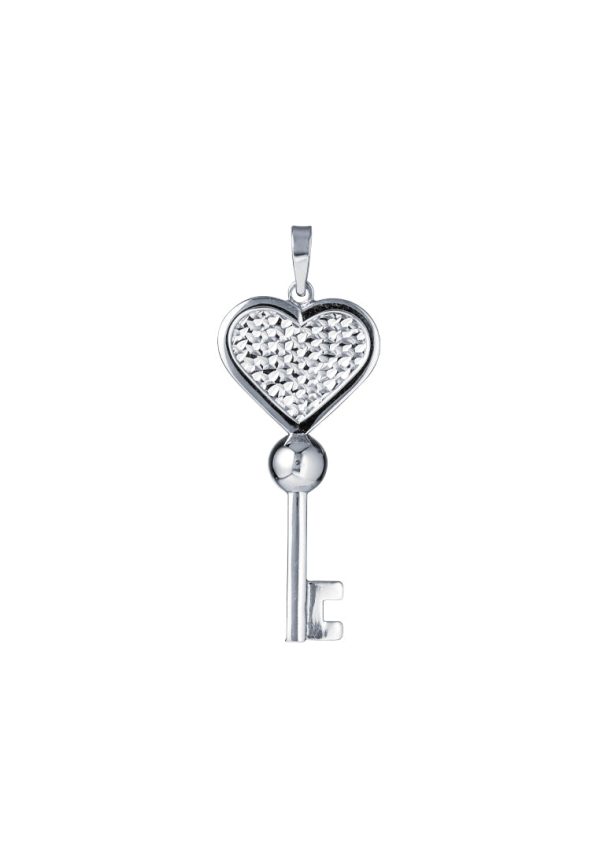 TOMEI Key Pendant, White Gold 585 For Discount