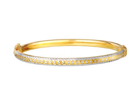 TOMEI Dual-Tone Thin Bangle, Yellow Gold 916 Supply