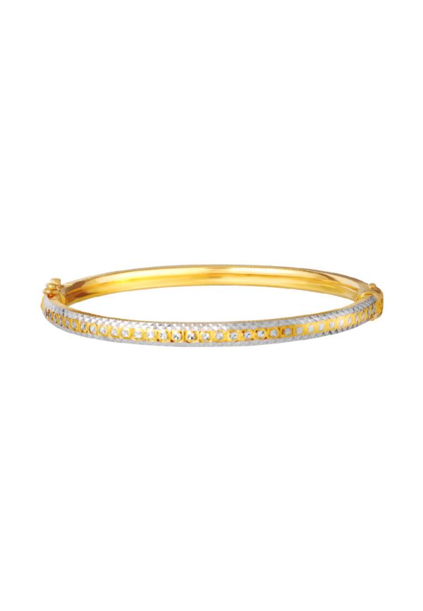 TOMEI Dual-Tone Thin Bangle, Yellow Gold 916 Supply