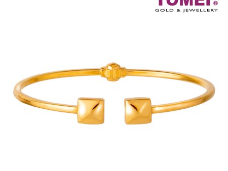 TOMEI Quadrated Art Deco-esque Bangle, Yellow Gold 916 Online now