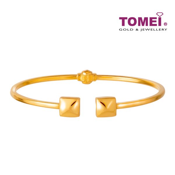 TOMEI Quadrated Art Deco-esque Bangle, Yellow Gold 916 Online now