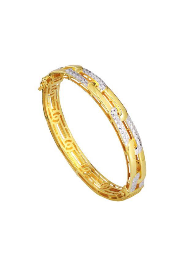 TOMEI Dual-Tone Loop-Link Bangle, Yellow Gold 916 Cheap