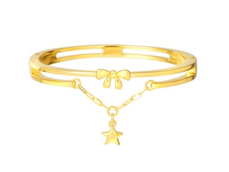 TOMEI Ribbon With Star Bangle, Yellow Gold 999 (5D) Cheap