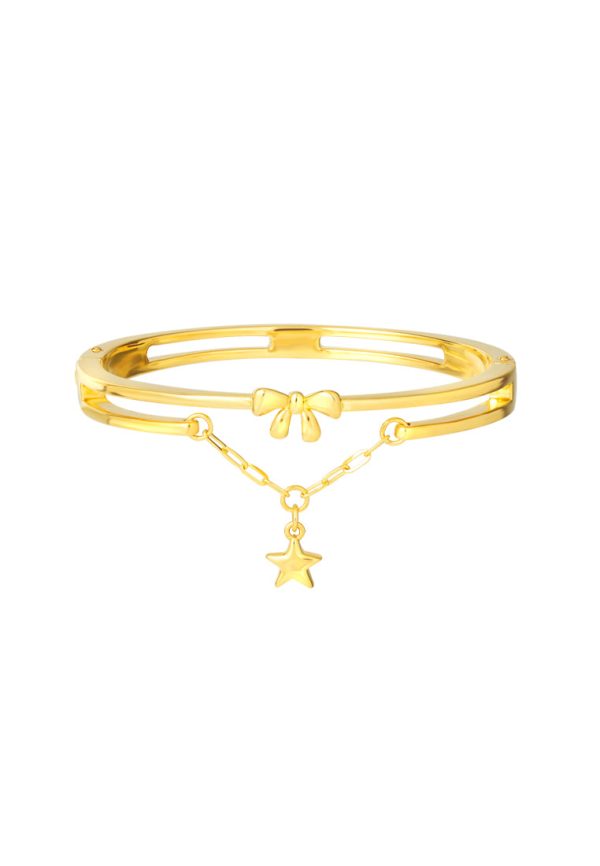 TOMEI Ribbon With Star Bangle, Yellow Gold 999 (5D) Cheap