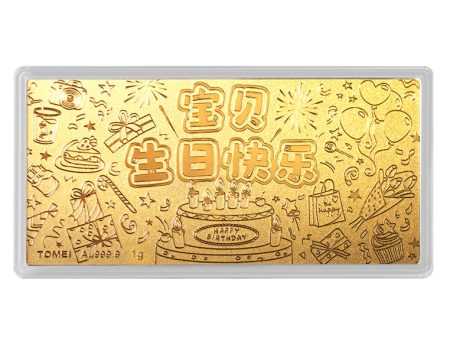 TOMEI Happy Birthday My Dear I Gold Foil 1G, Yellow Gold 9999 For Cheap