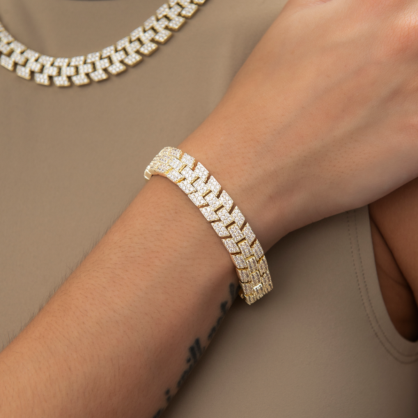 Diamond Spine Bracelet in Yellow Gold Online Hot Sale