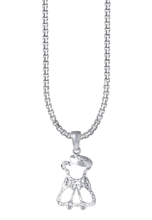 TOMEI Baby Bear Girl Pendant, White Gold 375 Sale