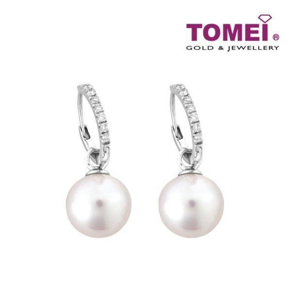 TOMEI Souly Bewitched Pearl Earrings, White Yellow Gold 585 (E802) Online Sale