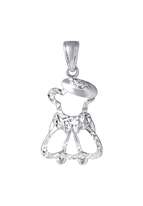 TOMEI Baby Bear Girl Pendant, White Gold 375 Sale