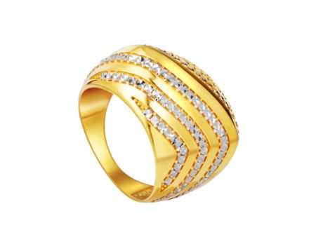 TOMEI Lusso Italia Dual-Tone Wave Inspired Ring, Yellow Gold 916 Fashion