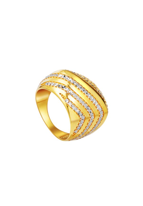 TOMEI Lusso Italia Dual-Tone Wave Inspired Ring, Yellow Gold 916 Fashion