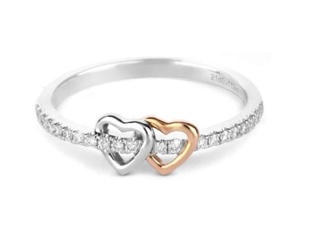 TOMEI Glamorous Spectacle of Intertwined Hearts Diamond Ring | White Gold & Rose Gold 585 (14K) (R4870) Discount