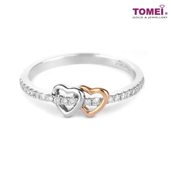 TOMEI Glamorous Spectacle of Intertwined Hearts Diamond Ring | White Gold & Rose Gold 585 (14K) (R4870) Discount