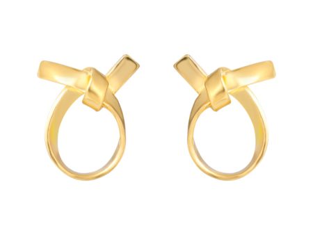 TOMEI Knot Stripe Earrings, Yellow Gold 916 For Sale