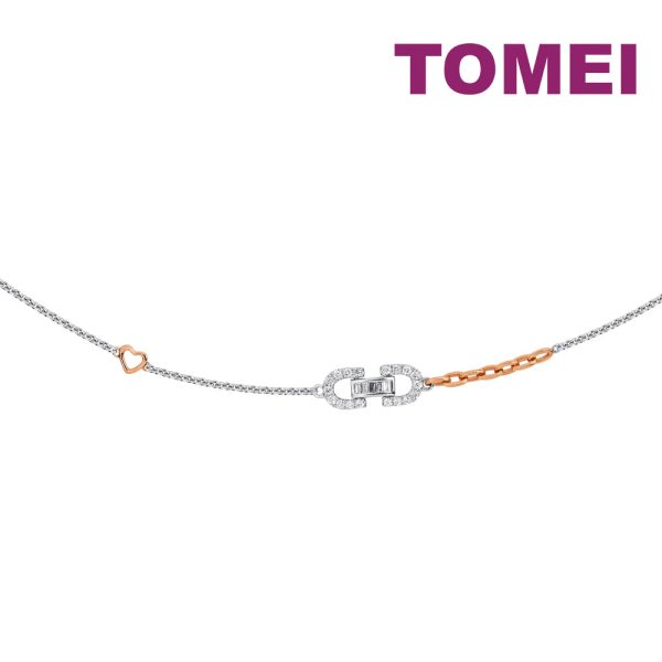 TOMEI Rosy Winter Collection Diamond Bracelet, White+Rose Gold 585 Online