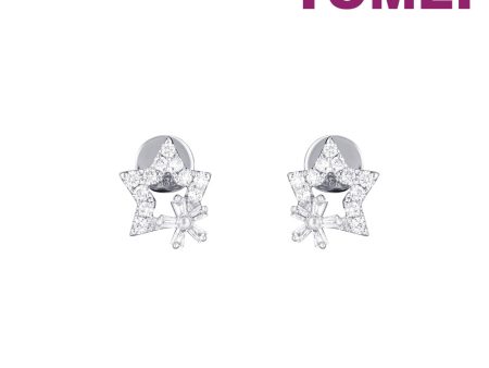 TOMEI Starlit Stud Earrings, White Gold 585 Hot on Sale