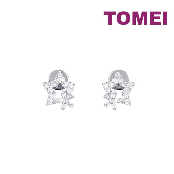 TOMEI Starlit Stud Earrings, White Gold 585 Hot on Sale