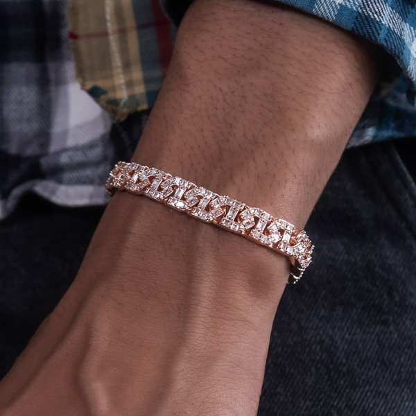 Baguette Chain Link Bracelet in Rose Gold Fashion