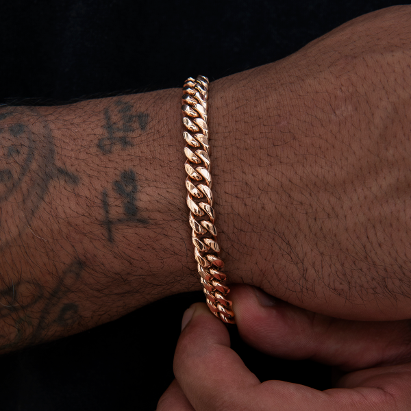 Miami Cuban Link Bracelet in Rose Gold- 8mm Online Sale