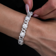 Iced Diamond Station Cuban Bracelet on Sale