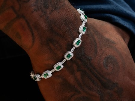 Iced Emerald Cushion Cut Bracelet For Cheap