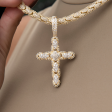 Diamond Pave Reptile Cross Pendant in Yellow Gold For Discount