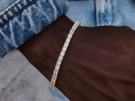 Diamond Baguette Tennis Bracelet in Yellow Gold- 3mm Online Hot Sale