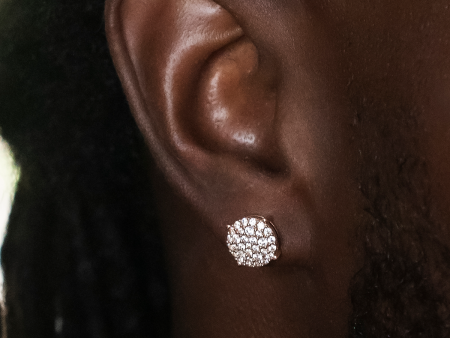 10mm Pave Round Earrings in Rose Gold Online Sale