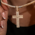 Diamond Baguette Cross Pendant in Yellow Gold Sale