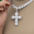 Gem Stone Cross Pendant in White Gold Discount