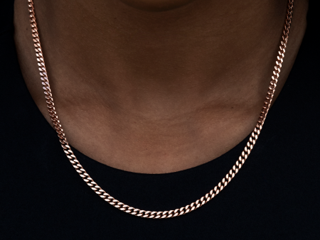 3MM Micro Cuban Necklace in Rose Gold For Discount