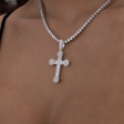 Diamond Flower Cross Pendant in White Gold For Discount