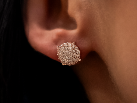 10mm Pave Round Earrings in Rose Gold on Sale