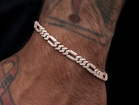 Diamond Figaro Bracelet in Rose Gold- 6mm on Sale