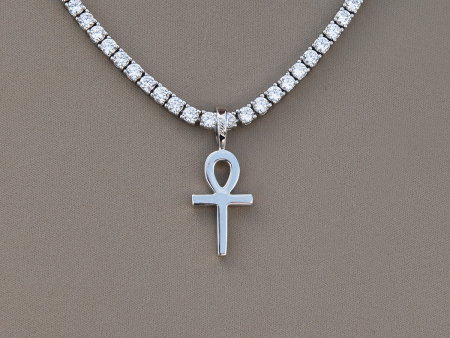 Micro Simple Ankh Cross in White Gold For Sale