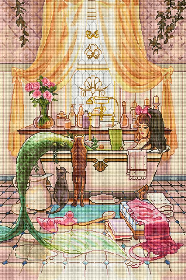 A Mermaids Bath | Pixel Charted | Ready To Ship For Discount