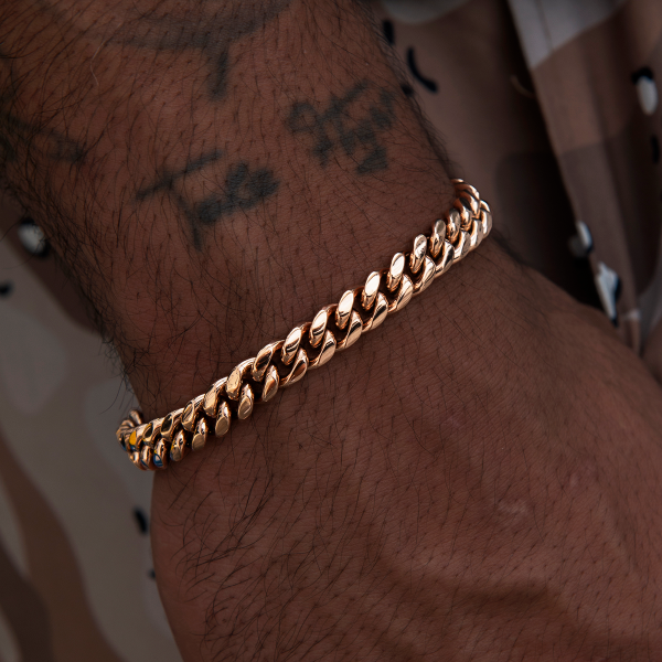 Miami Cuban Link Bracelet in Rose Gold- 8mm Online Sale