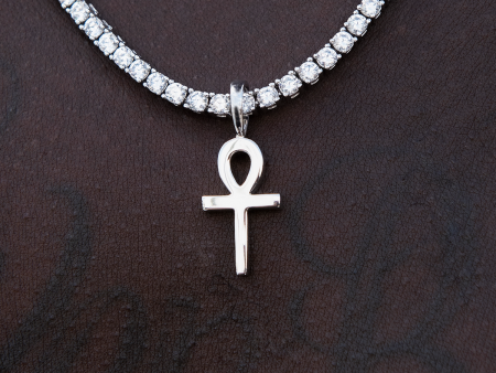 Micro Simple Ankh Cross in White Gold Online Hot Sale