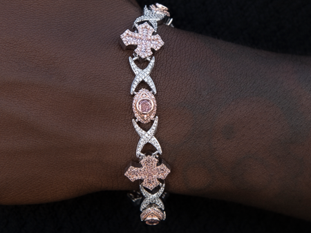 Baguette Cross Evil Eye Bracelet in Rose Gold Online Sale