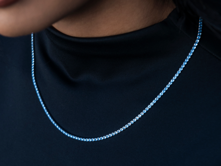 Blue Topaz Diamond Micro Tennis Necklace Online