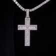 Diamond Baguette Cross Pendant in White Gold on Sale