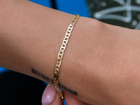 Micro Flat Valentina Bracelet in Yellow Gold- 2mm For Cheap