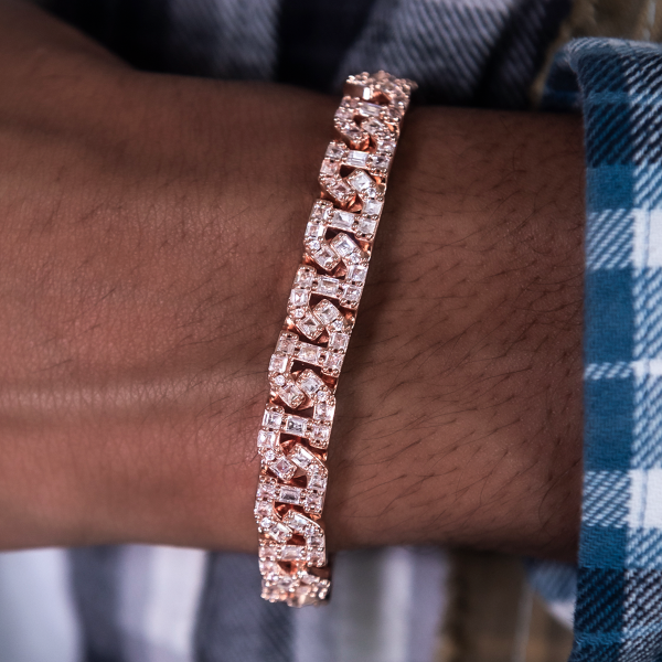 Baguette Chain Link Bracelet in Rose Gold Fashion