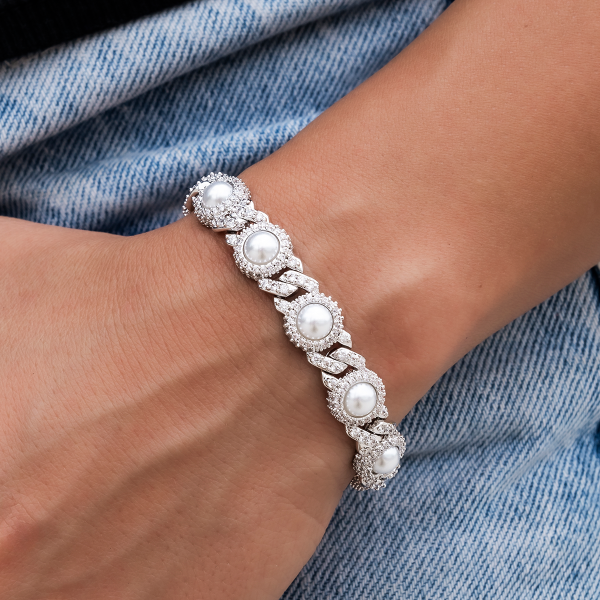 Iced Pearl Cuban Bracelet Online Sale